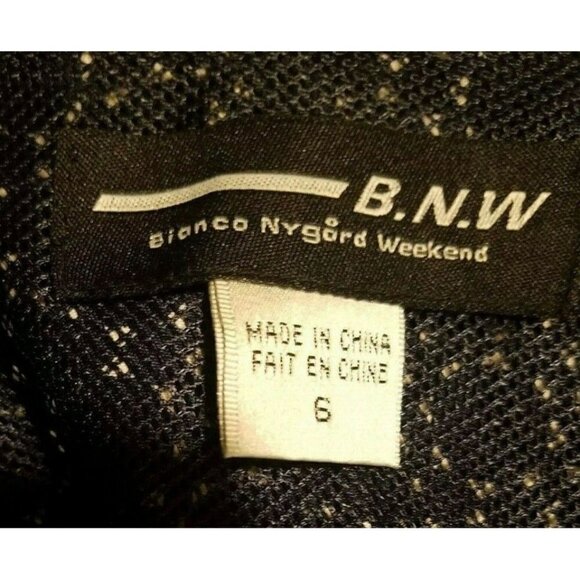 Bianca Nygard Weekend Womens Jacket Size 6 Blue Silver Snap Front Geometric - Picture 11 of 12